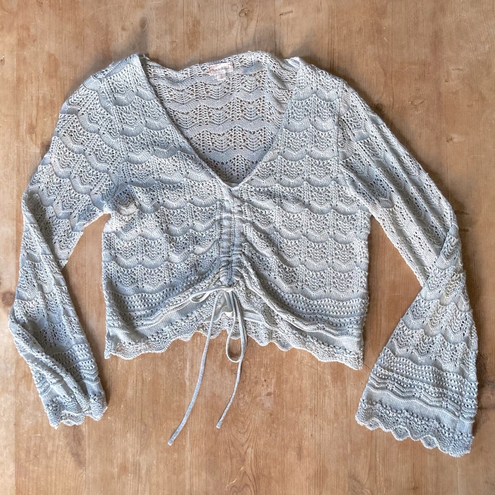 Hem & Thread Crochet Mint Crop Top | L